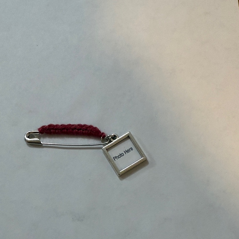 Silver and Red Photo Frame Brooch